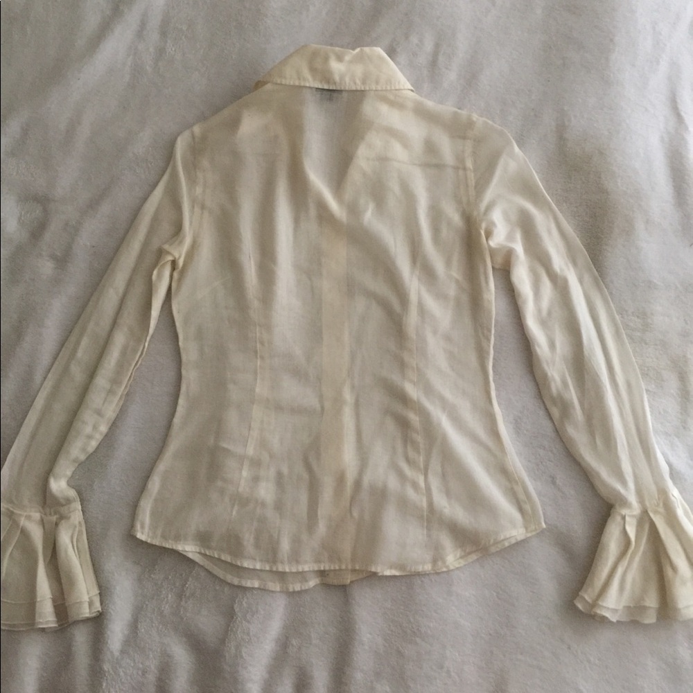 Dolce and Gabbana beige blouse bell sleeves black lace vest two different tops - Picture 11 of 13